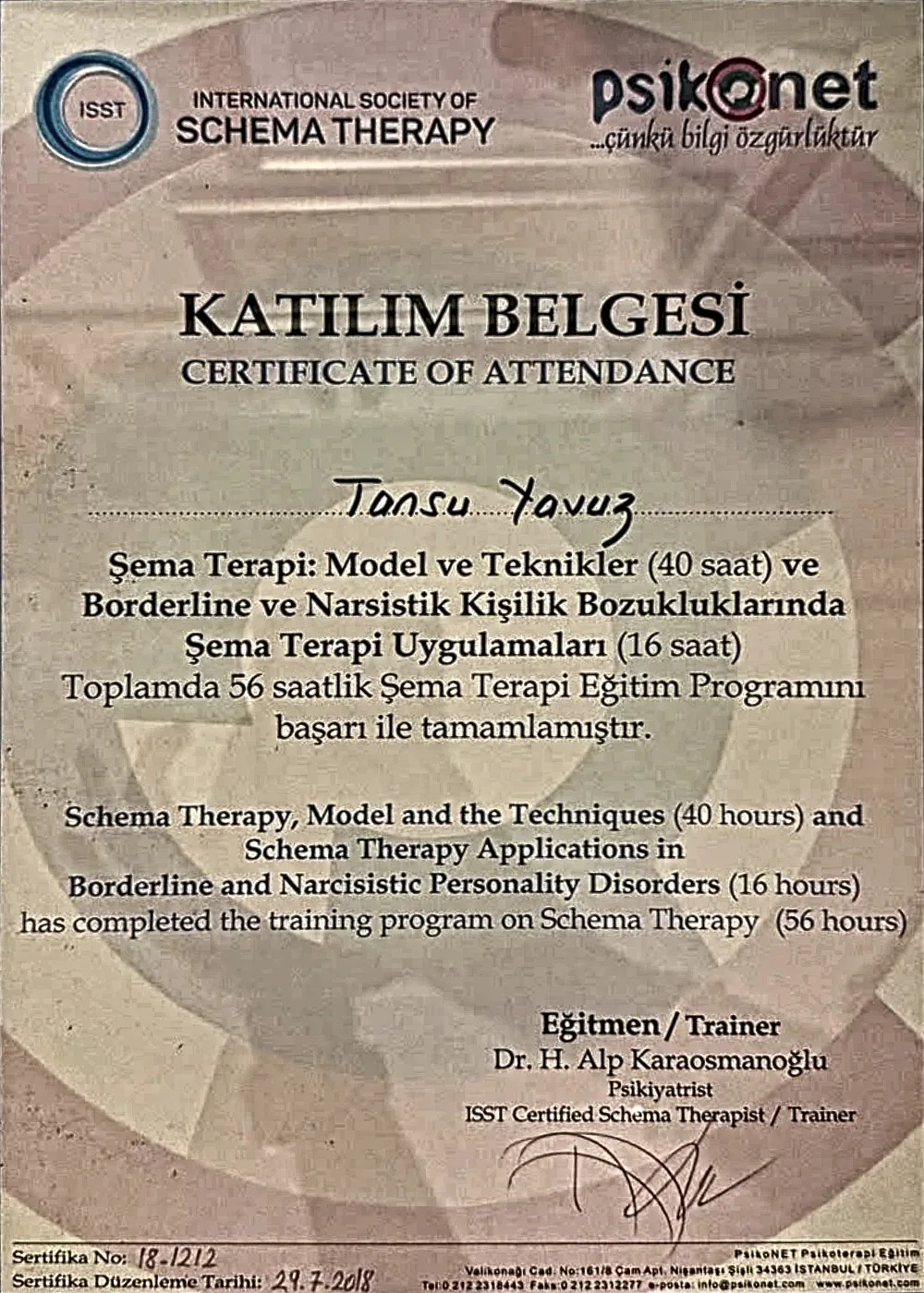 Eğitim sertifikaları